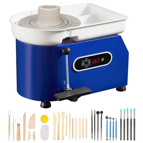 Offre limitée : VEVOR Tour de Potier 28 cm de Dia. Roue de Poterie Électrique 350 W 60-300 tr/min Machine de Poterie Électrique Charge Max. 5 kg d’Argile avec Pédale Bassin Amovible pour Modeler Artisanat Céramique de 199.00 € à 29.67 € (85.09% de remise)