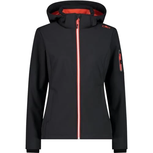 CMP damska kurtka Softshell z odpinanym kapturem, Antracyt i mak, 52