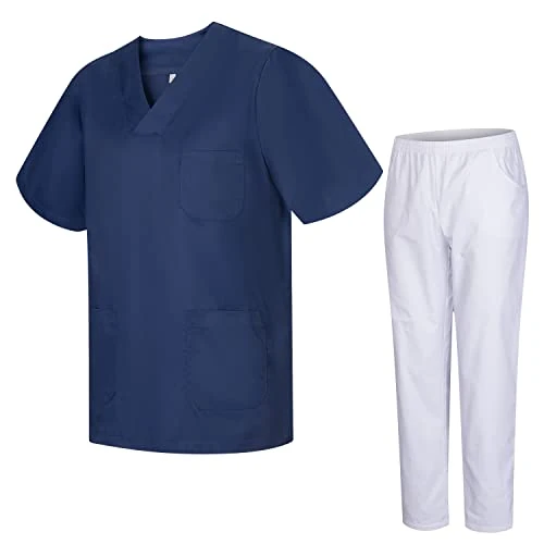 Offerta a tempo: MISEMIYA - Uniformi Unisex Set Camice – Uniforme Medica con Maglia e Pantaloni Uniformi Mediche Camice Uniformi sanitarie 817-8312-BLANCO - X-Small, Blu Navy - 35% da 30.95 € a 20.12 €