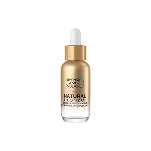 Garnier Serum Autobronzant Hydratant Visage Ambre Solaire Natural Bronzer au Bronzage Actif d'Origine Végétale Formule Vegan Sans Parfum à l'Acide Hyaluronique et à l'Eau de Coco - Flacon de 30ml