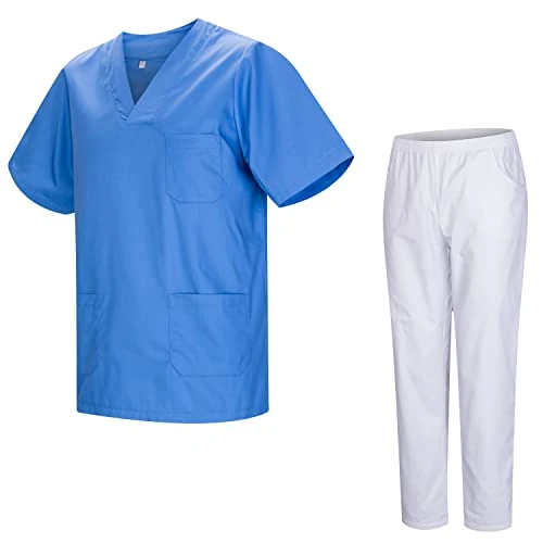 Offerta a tempo: MISEMIYA - Uniformi Unisex Set Camice – Uniforme Medica con Maglia e Pantaloni Uniformi Mediche Camice Uniformi sanitarie 817-8312-BLANCO - XX-Large, Cielo Blu - 61% da 26.99 € a 10.54 €