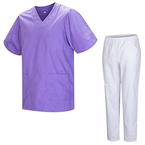 MISEMIYA - Uniforme Sanitario Unisex Uniformes Sanitarios MÉDICOS con Pantalon Blanco 817-8312-BLANCO