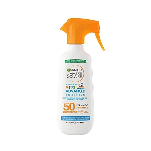Garnier Ambre Solaire Advanced Sensitive Kids Ceramide Protect Spray Gachette Protettivo SPF50+, 270 ml