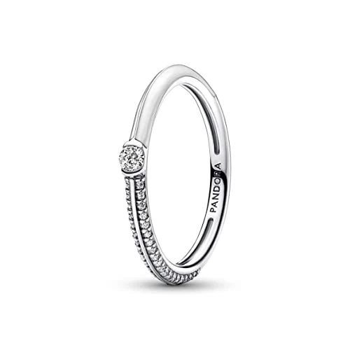 Oferta limitada: PANDORA ME Anillo de plata de ley con engaste pavé y blanco con esmalte blanco y circonitas cúbicas transparentes, talla 58 de 39.00 EUR a 39.00 EUR (ahorro 0%)