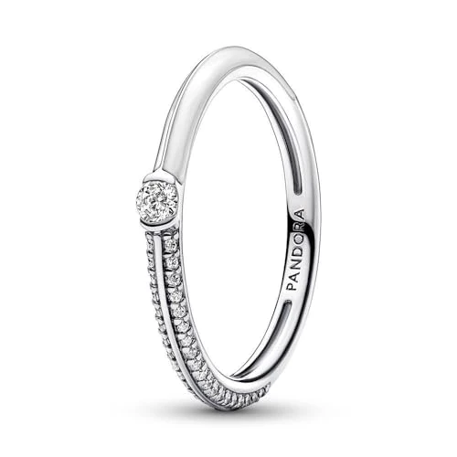 PANDORA ME Pavé & White Dual Ring 192528C02-48, Metal, Cyrkonia