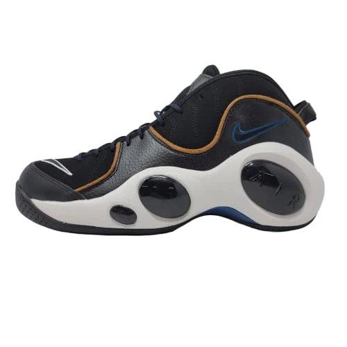 Nike Air Zoom Flight 96 Chaussures de basket-ball pour homme, Noir/bleu valériane-marron, 47.5 EU