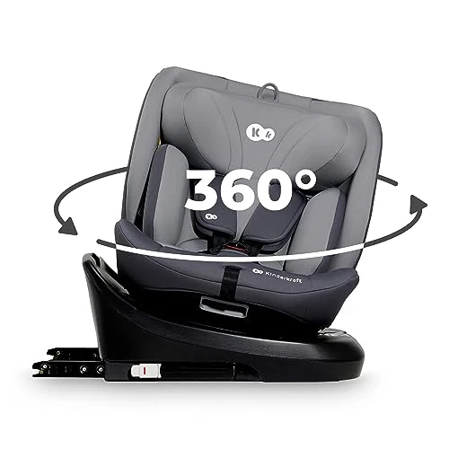 Oferta ograniczona: Kinderkraft I-GROW Fotelik dziecięcy i-Size, 40-150cm, Fotelik na bazie, Obracany 360 stopni, Regulowany, Isofix, Miękkie siedzisko, RWF, FWF, Grupa 0+/1/2/3 0-36 kg, do 12 lat, Szary z 439.00 PLN na 439.00 PLN (zniżka 0%)
