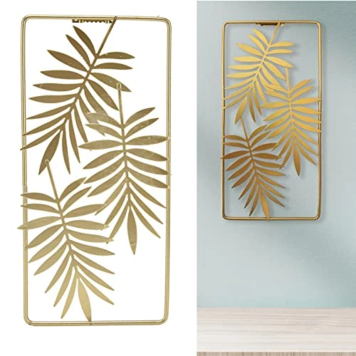 Ejoyous Gold Metal Wall Art, Wall Sculptures 3D Mural Metal Sheet Nordic Style Wall Decor for Living Room Bedroom Background 29.5 x 14.5 cm