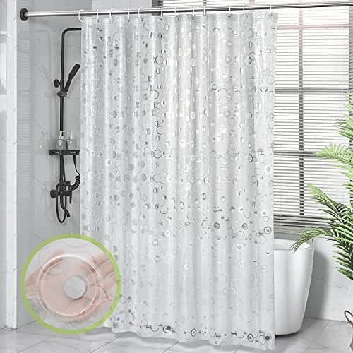 Tijdelijke aanbieding: OTraki Douchegordijn, schimmelbestendig, 180 x 200 cm, verzwaarde zoom, EVA-badgordijn, waterdicht, extra lang badgordijn met 12 haken voor natte ruimte, 180 x 200 cm van 13.21 EUR naar 13.21 EUR (korting 0%)