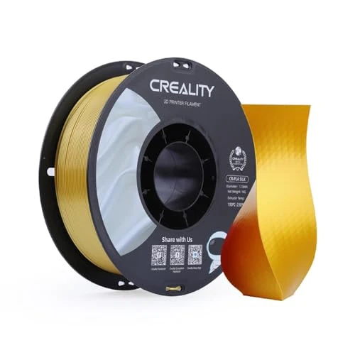 Creality PLA 3D Printer Filament, PLA Filament 1.75mm Silk Shiny PLA Filament +/-0.02mm, 3D Printing Filament 1KG/2.2lb, Golden (CR-Silk PLA)
