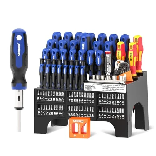 SORAKO 118-Piece Magnetic Screwdriver Set, Includes Ratchet Screwdriver, Bits, Precision Screwdriver, Insulated Screwdriver, Voltage Tester, for Home and Office Maintenance