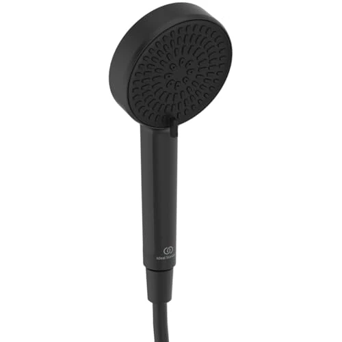 Zeitlich begrenztes Angebot: Ideal Standard Idealrain Alu+ 2-Funktionshandbrause, mit zwei Strahlarten (SilkRain und Rain) per Drehumschaltung, wassersparender Duschkopf mit EasyClean-Düsen – Schwarz Matt (100x56x232 mm) von 19.99 € auf 19.99 € (0.00% Rab