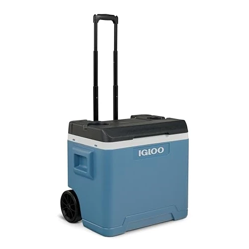IGLOO IP42 Roller Borsa Termica Passiva 42L – Contenitore Isotermico Azzurro con Ruote e Maniglia Telescopica per Campeggio e Tempo Libero
