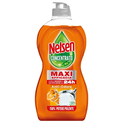 Offerta a tempo: Nelsen detersivo stoviglie e piatti a mano, Concentrato di Potere Antiodore, con azione sgrassante, 450 ml - 25% da 2.25 € a 1.69 €