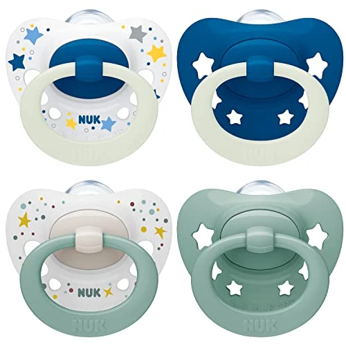 Oferta limitada: NUK Signature Day & Night chupete | 0-6 meses | Calma al 95 % de los bebés | Chupetes de silicona sin BPA en forma de corazón | Brilla en la oscuridad | Estrellas | 4 unidades de 11.36 EUR a 10.42 EUR (ahorro 8%)