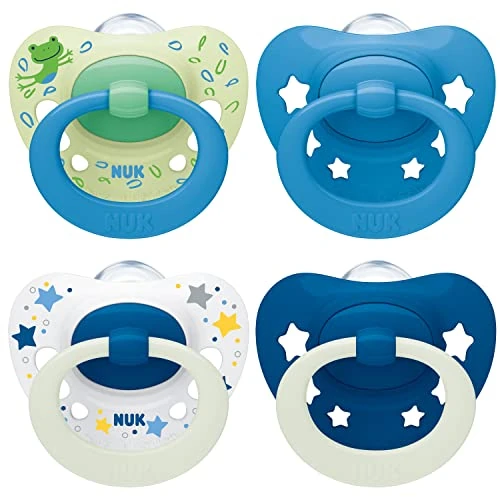 Offre limitée : NUK Signature Day & Night Tétines pour bébé | 6-18 mois | Apaise 95 % des bébés | Sucettes en silicone sans BPA, en forme de cœur | Brille dans le noir | Étoiles | Lot de 4 de 12.29 € à 10.49 € (15% de remise)