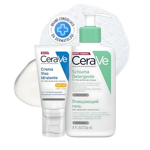 Limitiertes Angebot: CeraVe Hautpflege-Set für Mischhaut, talgregulierender Reinigungsschaum für Gesicht und Körper, mit 3 Ceramiden, 236 ml + feuchtigkeitsspendende Gesichtscreme LSF 30, für normale bis trockene Haut, 52 von 27.61 EUR auf 27.61 EUR (Spare 0%)