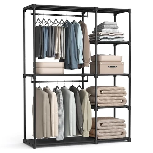 Limited-time offer: SONGMICS Clothes Wardrobe, 43 x 124 x 182 cm, 2 Hanging Rods and Shelves from 47.52 £ to 24.99 £ (save 47.41%)