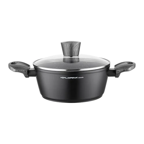 Offre limitée : FLORINA - Casserole en Aluminium (2,5 l) I Casserole Induction BONO I 20 cm Diamètre I Marmite pour Induction, Gaz, Electrique I Batterie de Cuisine I Revêtement Antiadhésif I Couleur: Noir de 30.52 € à 28.72 € (6% de remise)