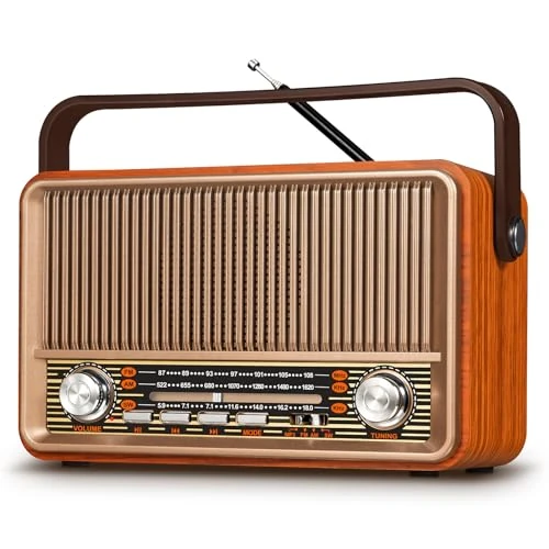 Oferta limitowana: PRUNUS J-120 AM/FM/SW retro małe radio z akumulatorem 1800 mAh lub prądem AC, kuchenne, nostalgiczne z Bluetooth, obsługuje USB/TF/AUX, proste dla seniorów. z 139.99 zł na 139.99 zł (oszczędź 0.00%)