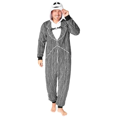 Disney Pijama Entero Mujer - Pijama de Una Pieza de Stitch, Minnie, Malefica y Igor - Stitch Regalos - Tallas S a la XXL (Negro Jack Skellington,XL)