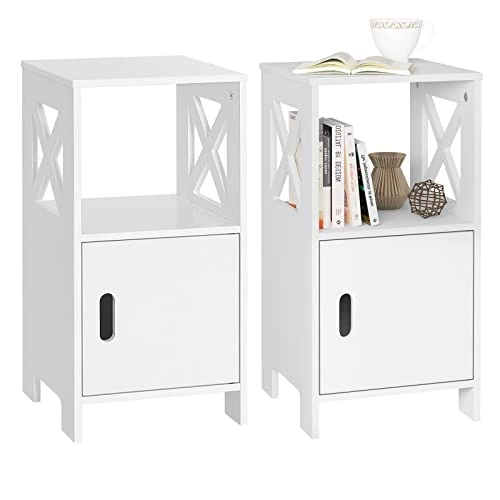 Zeitlich begrenztes Angebot: WOLTU 2er Set Nachttisch schmal Weiß, Nachtschrank mit 1 offenem und 1 Fach mit Tür, 30x60x30 cm, modernes Nachtkästchen, als Beistelltisch Sofatisch, für Schlafzimmer Wohnzimmer TSR166ws-2 von 41.99 € auf 26.00 € (38.08% Raba