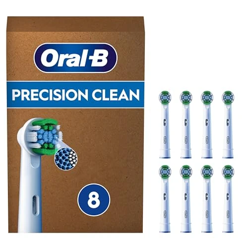 Oral-B Precision Clean Electric Toothbrush Heads, Pack of 8 Replacement Heads, Precise Cleaning and Whitening, Head Use Indicator, Suitable for Letterbox