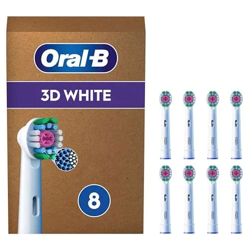 Oral-B Pro 3D White Replacement Heads, Pack of 8, Suitable for Mailboxes