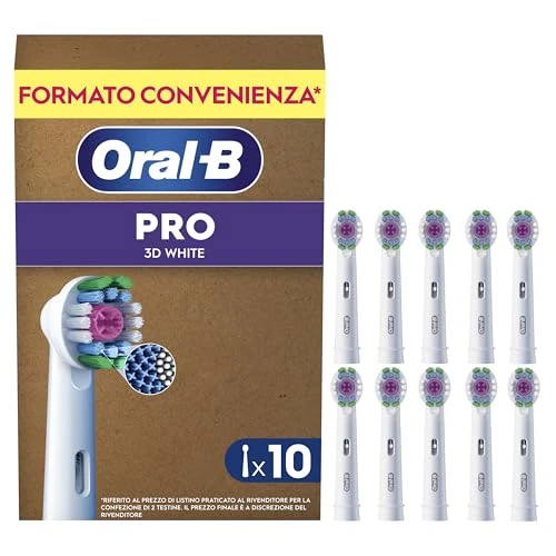 Offerta a tempo: Oral-B Testina Di Ricambio PRO 3DWhite Bianca, Confezione Da 10 Testine - 41% da 42.49 € a 24.99 €
