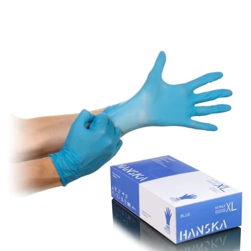 HANSKA Blue Nitrile Disposable Gloves - Dust Free - Disposable - Ambidextrous - Non-Sterile - Rubber Base - Suitable for Medical Areas, Food Handling (1000, S)