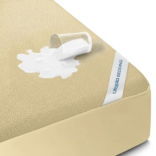 Oferta limitada: Utopia Bedding Protector de colchón de Rizo Impermeable prémium de 200 g/m², Funda de colchón, Transpirable, Estilo Ajustado con Bolsillos elásticos (Beige) de 22.95 € a 22.95 € (ahorro 0.00%)