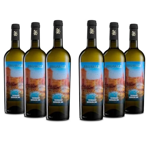 Brumale Vino Trebbiano di Romagna DOC, Vino Fresco e Minerale dai Profumi Fruttati e Floreali, 12% Vol, Confezione con 6 Bottiglie da 750 ml