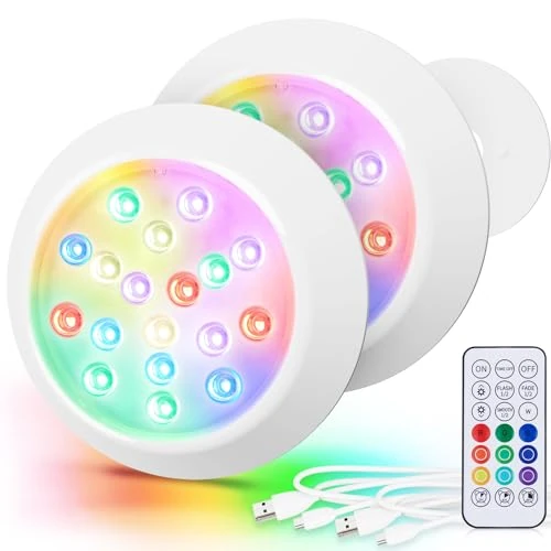Offerta a tempo: LyLmLe Faretto LED Ricaricabile, Luci Piscina Sommergibili RGBW IP68 Impermeabili con Telecomando, Fino a 40 Ore, 15cm Luci Magnetiche Subacquee Colore per Piscina Fuori Terra Interrate, Hottub 2Pack - 14% da 48.99 € a 41.89 €