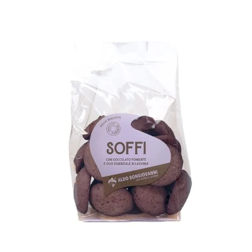 Offerta a tempo: BONGIOVANNI FARINE E BONTA' NATURALI Soffi Biscotti Senza Glutine con Cioccolato ed Olio Essenziale di Lavanda | Snack Gluten Free per la Colazione | Confezione da 150 gr — 31% da 7,00 € a 4,86 €