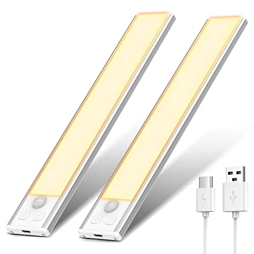 Offerta a tempo: OUILA Luce Armadio LED, Armadio Led con Sensore di Movimento, 20.5CM Magnetica Ricaricabile Luce Sottopensile Dimmerabile Lampada per Cucina Scale Soggiorno Bagno Camere da Letto - 23% da 19.99 € a 15.47 €