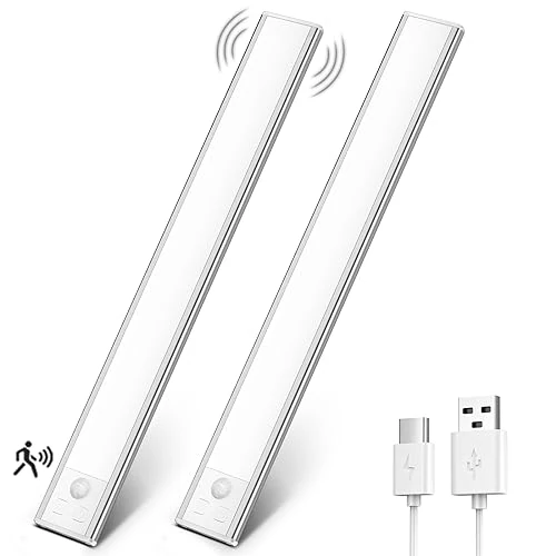 Tijdelijke aanbieding: OUILA Onderkast Keukenverlichting, 108 LED [2-pack] Koud Wit Bewegingssensor Lichten Indoor Traploos Dimbaar, 1800mAh USB-C Oplaadbare LED Lichten voor Kast, Keuken van 35.99 € naar 35.99 € (0.00% korting)