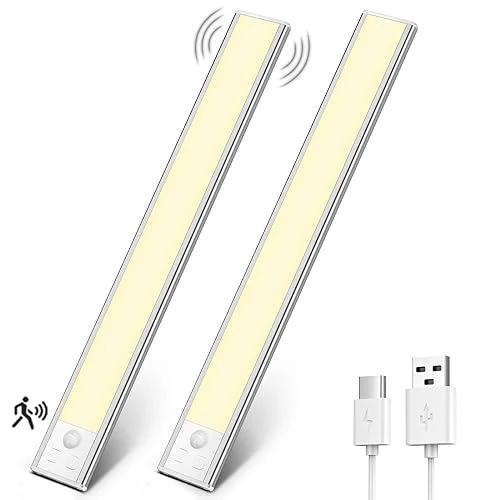 Limited-time offer: OUILA Under Cabinet Kitchen Lights, 108 LED [2 Pack] Warm White Motion Sensor Lights Indoor Stepless Dimming, 1800mAh USB-C Rechargeable LED Lights for Cupboard, Kitchen from 13.19 £ to 13.19 £ (save 0.00%)