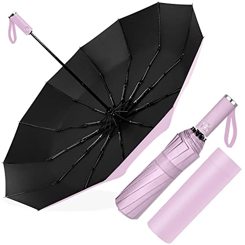 Limited-time offer: Poligono Umbrella, Wind Resistant Compact Travel Folding Umbrellas, Umbrella Windproof Strong,12 Ribs Splints for Men Women, Diameter 105 cm, Rose from 15.96 £ to 15.96 £ (save 0.00%)