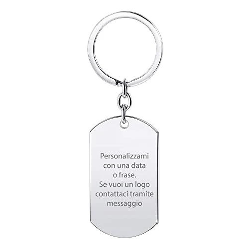 Stileitaliano portachiavi personalizzato piastrina family argento con incisione porta chiavi militare personalizzabile per famiglie in alluminio idea regalo… (03 - Piastrina Argento)