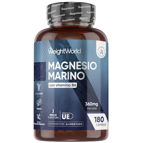 Oferta limitada: Magnesio Marino con Vitamina B6 360mg - 180 Cápsulas de Magnesio Complex de Agua de Mar - Apto para Veganos, Sin Gluten y Sin OGM de 17.99 € a 9.99 € (ahorro 44%)
