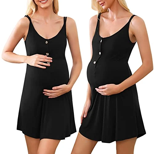 Offerta a tempo: Aseniza Camicia da Notte Premaman Cotone, Pigiama maternità con Funzione Allattamento Camicie da Notte Parto Ospedale con Scollo A V,Nero,L - 38% da 23.99 € a 14.99 €