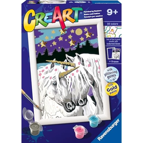 Ravensburger - CreArt E Series: Uniconios in Love, Paint by Number Kit, Contains a Pre-Printed Board, a Brush, Colors and Accessories, Creative Game for Boys and Girls 7+ Years