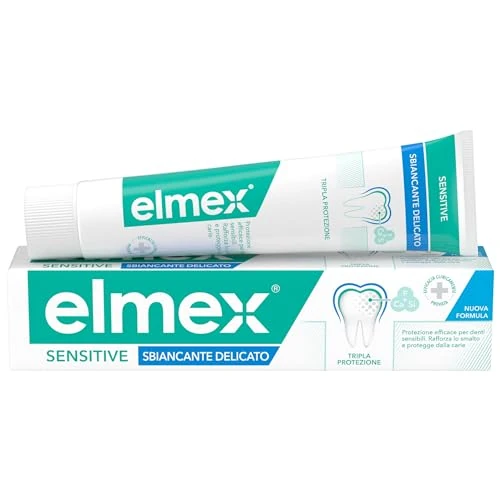 elmex Whitenende tandpasta, zachte gevoelige tanden, 1 verpakking van 75 ml, met aminofluoride, wittere tanden, vlekverwijdering, tandbleken