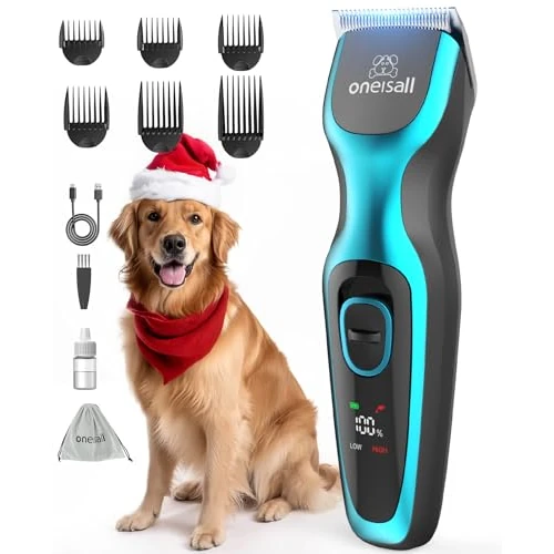 oneisall tondeuse silencieuse pour chiens, Tondeuse professionnelle pour chien/chat, tondeuse électrique pour animaux de compagnie avec un moteur puissant de 7000RMP, adaptée aux poils épais/matiqués