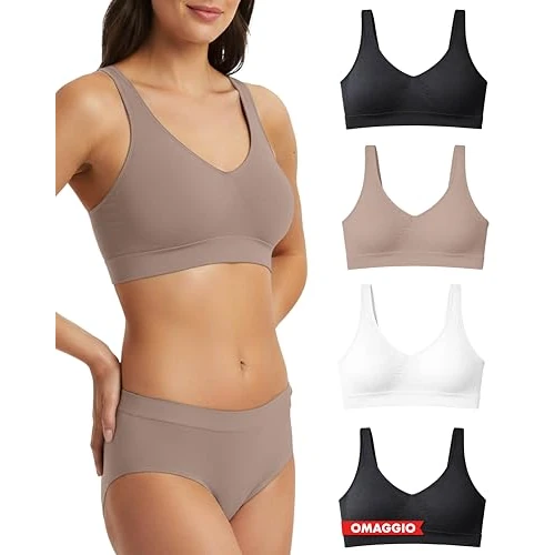 Offerta a tempo: Risalti Reggiseno Senza Ferretto Spalla Larga 3 pz - Bralette Donna Senza Cuciture ed Etichette, Reggiseno Donna in Microfibra Elasticizzata, Brassiere, Top Morbido, Intimo - Made in Italy - 0.00% da 25.98 € a 25.98 €