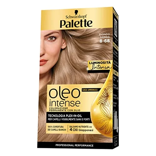 Offerta a tempo: Schwarzkopf Palette Oleo, colorazione permanente copertura professionale capelli bianchi, 8-68 Biondo Sabbia, confezione singola - 19% da 6.99 € a 5.69 €