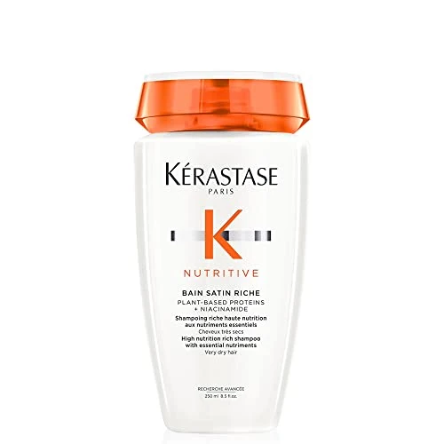 Kérastase Nutritive, Gentle Hydrating Shampoo for Dry Hair, Nourishing Protein Formula with Niacinamide, Moisturises, Softens and Restores Shine, Bain Satin, 250ml