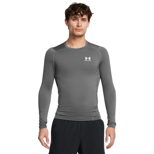 Under Armour Baselayer HG Comp Longlseeve Underwear Longseeve grauweiss, L Herren