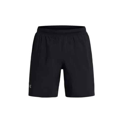 Under Armour UA Launch 7'' Short Pantalones cortos deportivos con interior transpirable para hombre, shorts deportivos muy ligeros, color negro/negro/reflectante