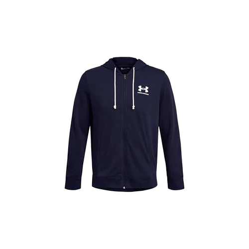 Limited-time offer: Under Armour Men's Rival Terry Left Chest Full Zip, Lightweight Men's Gym Top with Zip, Comfortable Sports Top for Warm-Ups and Training,Midnight Navy / / Onyx White,SM from 44.87 GBP to 44.87 GBP (save 0%)